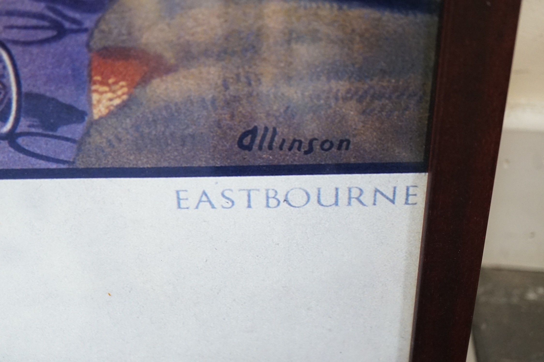 After Adrian Allinson, colour print, British Railways poster for Downland Rambles, Beachy Head / Eastbourne, 69 x 99cm
